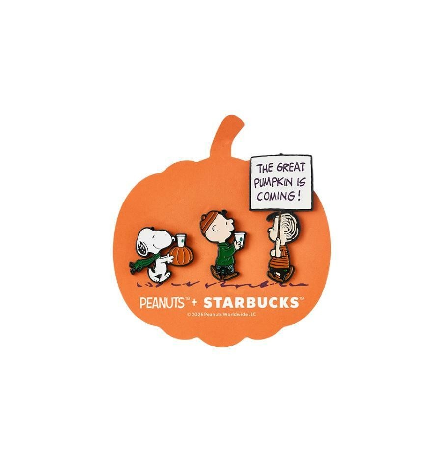 Starbucks 2026 Korea x Peanuts Snoopy Pumpkin Pin Badge Set Online Exclusive Starbucks 2026 Korea x Peanuts Snoopy Pumpkin Pin Badge Set Online Exclusive