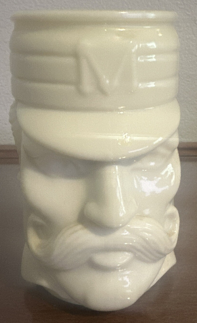  BIG Vintage Coffee Mug Cup Casey At Bat Mustache Man Face Custard Glass Avon 