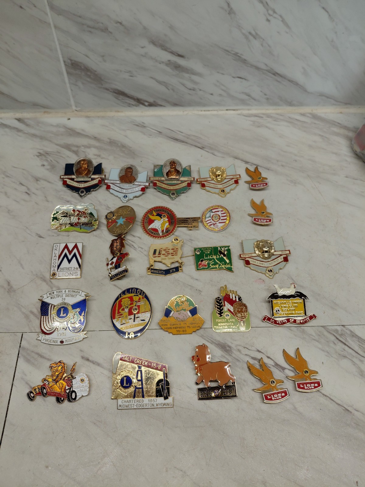 Vtg Lions Club Lot of 25 Pins Different  States,70s,80s,check Pictures 