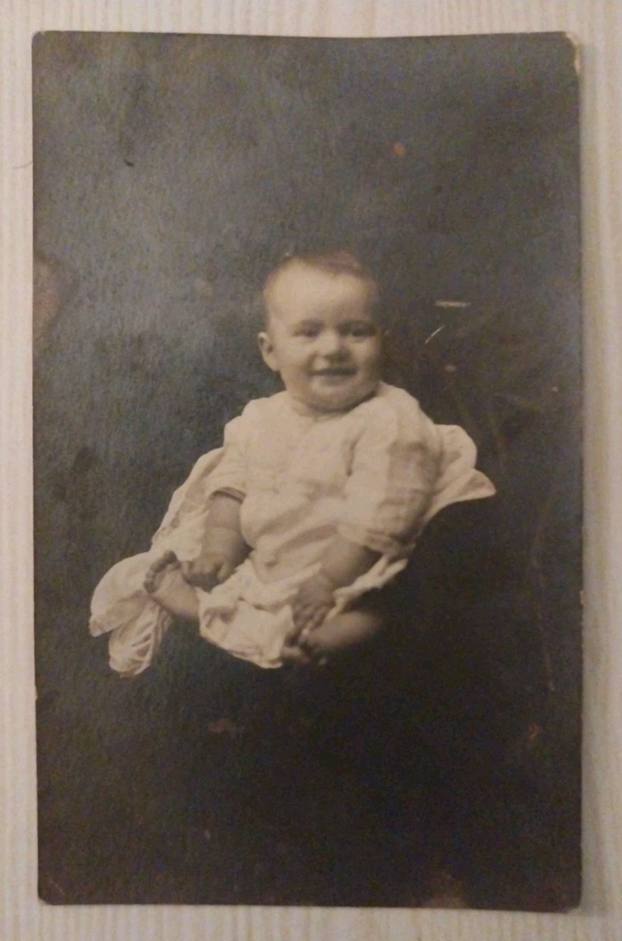 Antique Baby RPPC Real Photo Postcard Cute Infant Dress E Schwaner Fairmont W VA