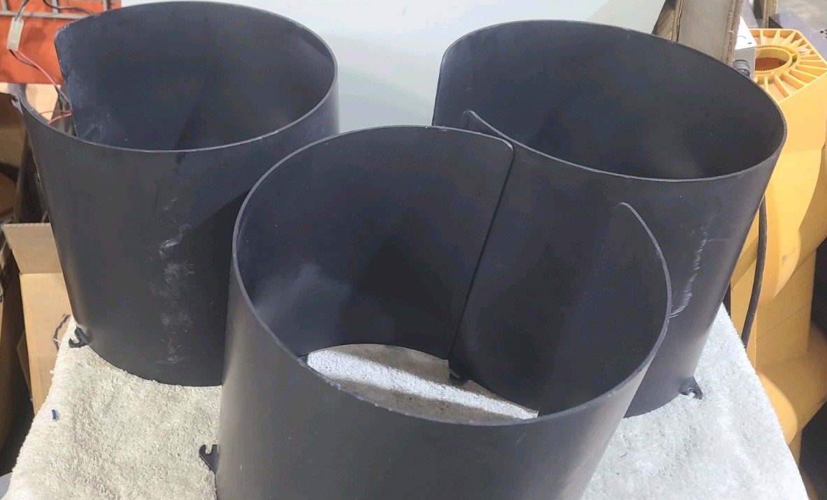 THREE ECONOLITE 12 INCH POLYMER TRAFFIC SIGNAL VISORS