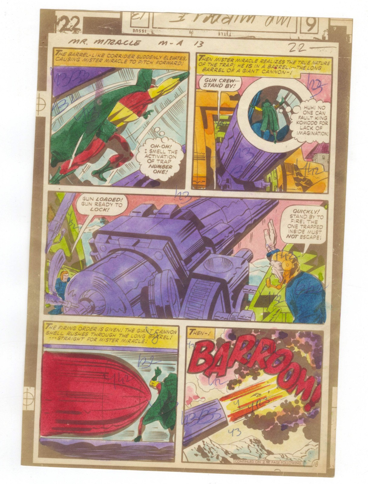 Micronauts #13 pg 18 Original Comic Art Marvel Color Guide Mr Miracle 1979