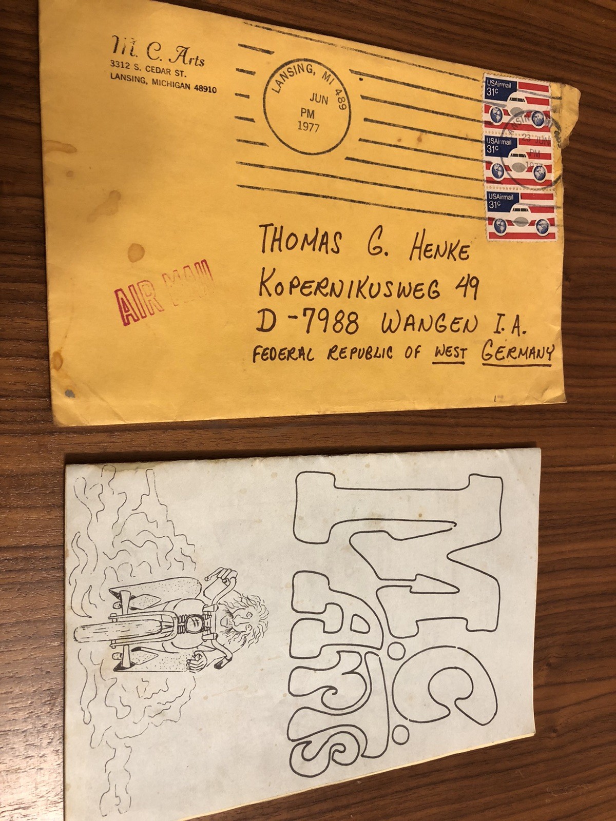 Vintage M.C. Arts Biker Catalog 1977 Lansing Michigan USA with Original Envelope