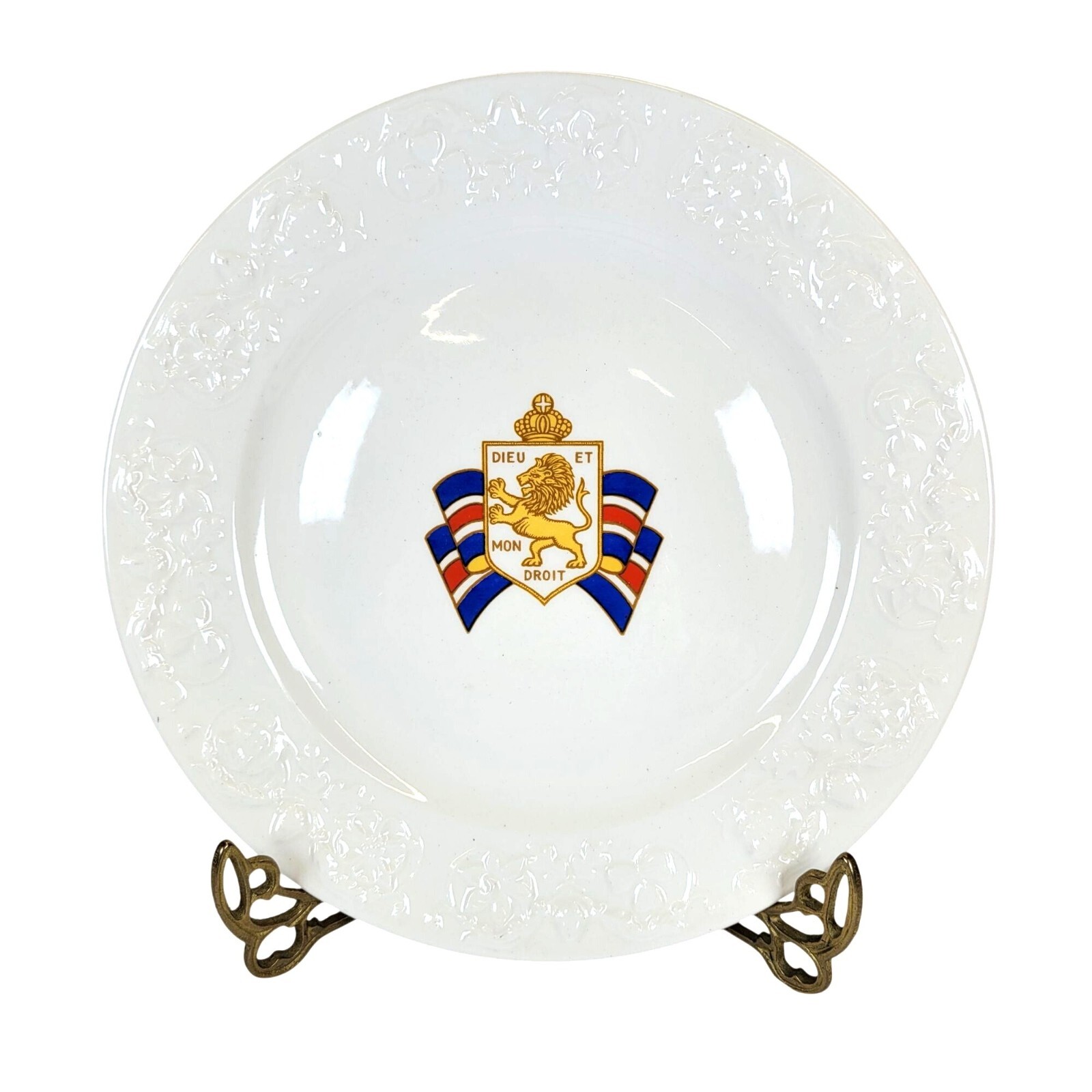 Vtg Bundles For Britain WWII Steubenville Plate Coat Of Arms Embossed Rim 9