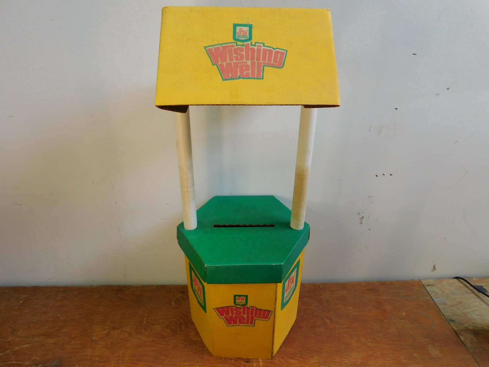 Vintage S&H Green Stamps Cardboard Wishing Well Store Display Good Condition Vintage S&H Green Stamps Cardboard Wishing Well Store Display Good Condition