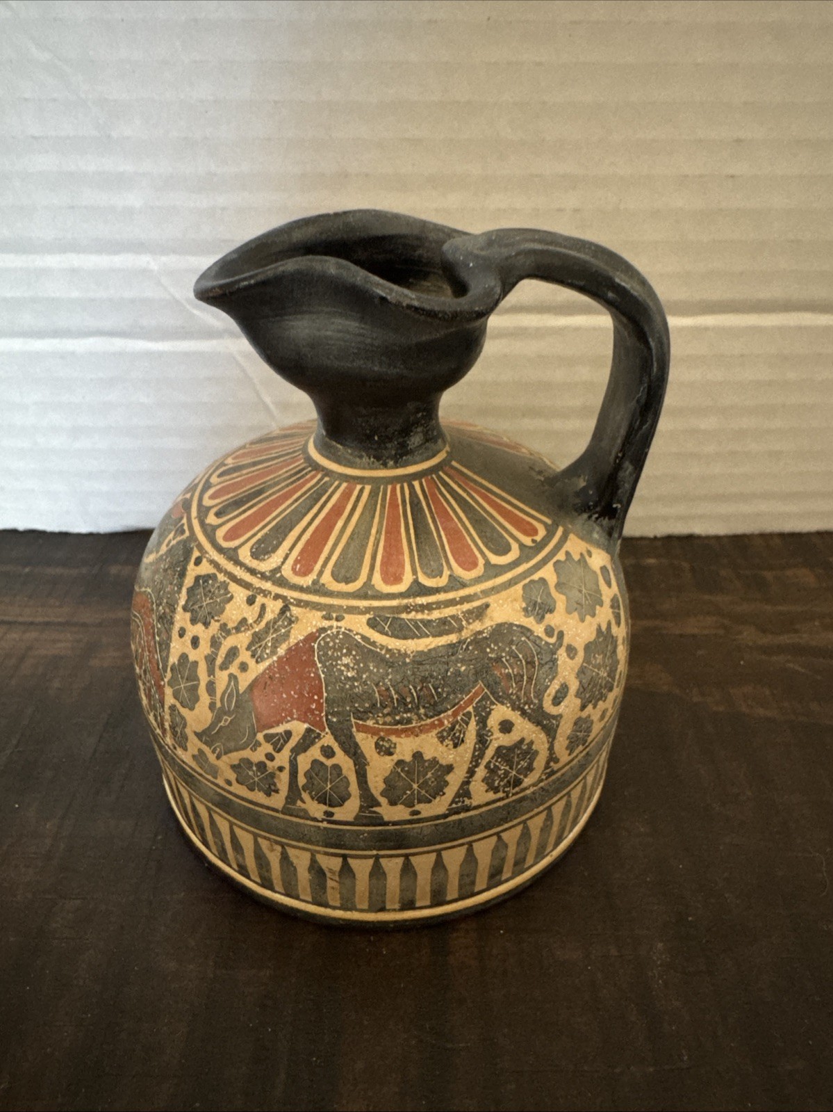 Greek Small Pitcher Handmade Hand Painted  Museum  Replica  By  G. Lioulias