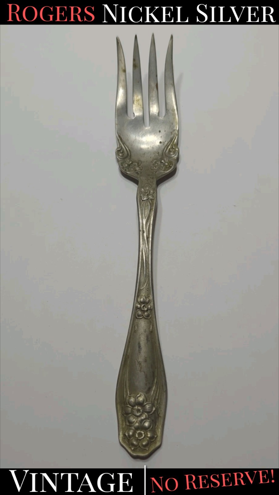 ✨1910✨ Rogers Edwardian Nickel Silver Cold Meat Serving Fork 8.5