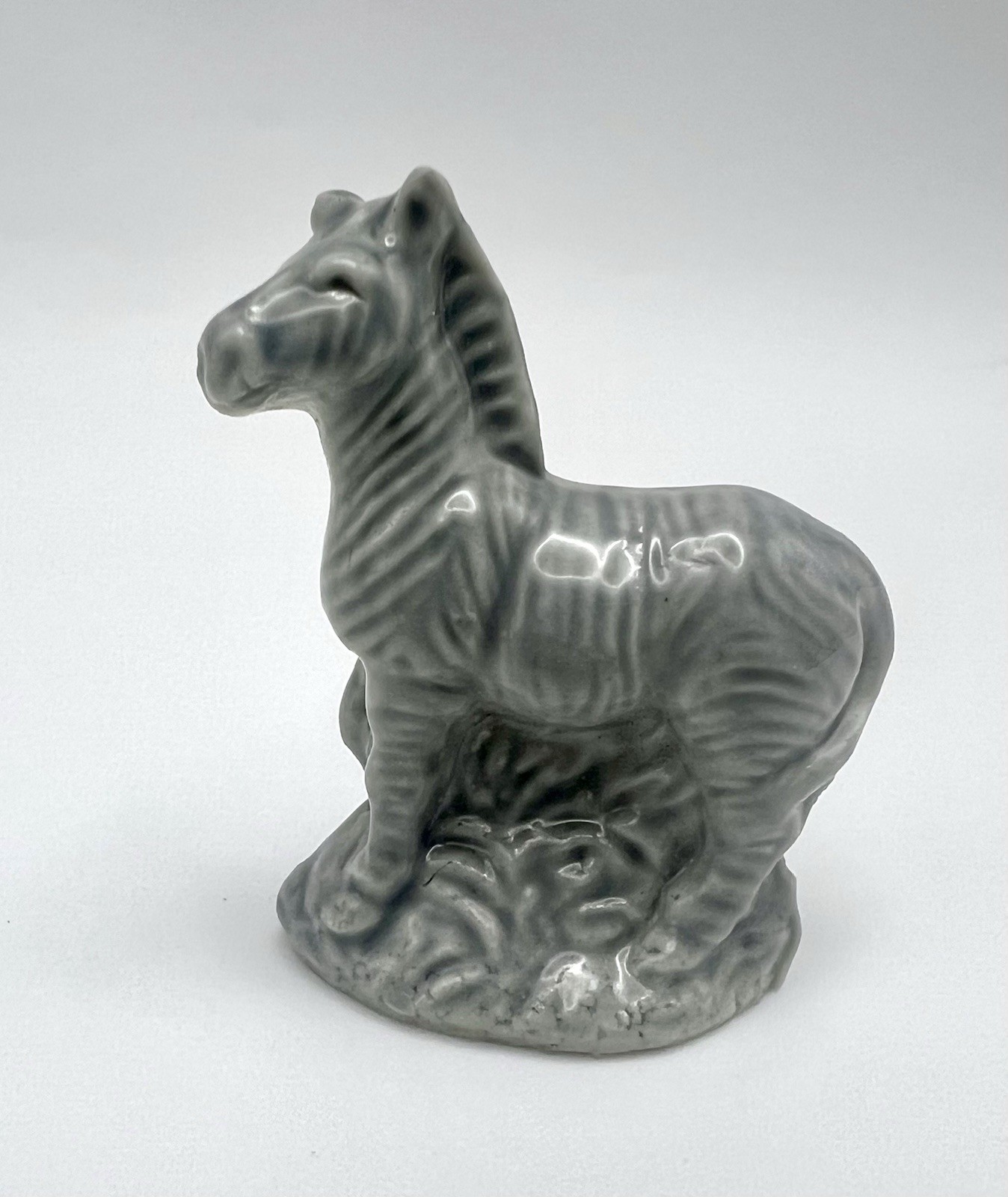 Vintage 1985 Wade Whimsies Grey Zebra Ceramic Miniature Figurine England