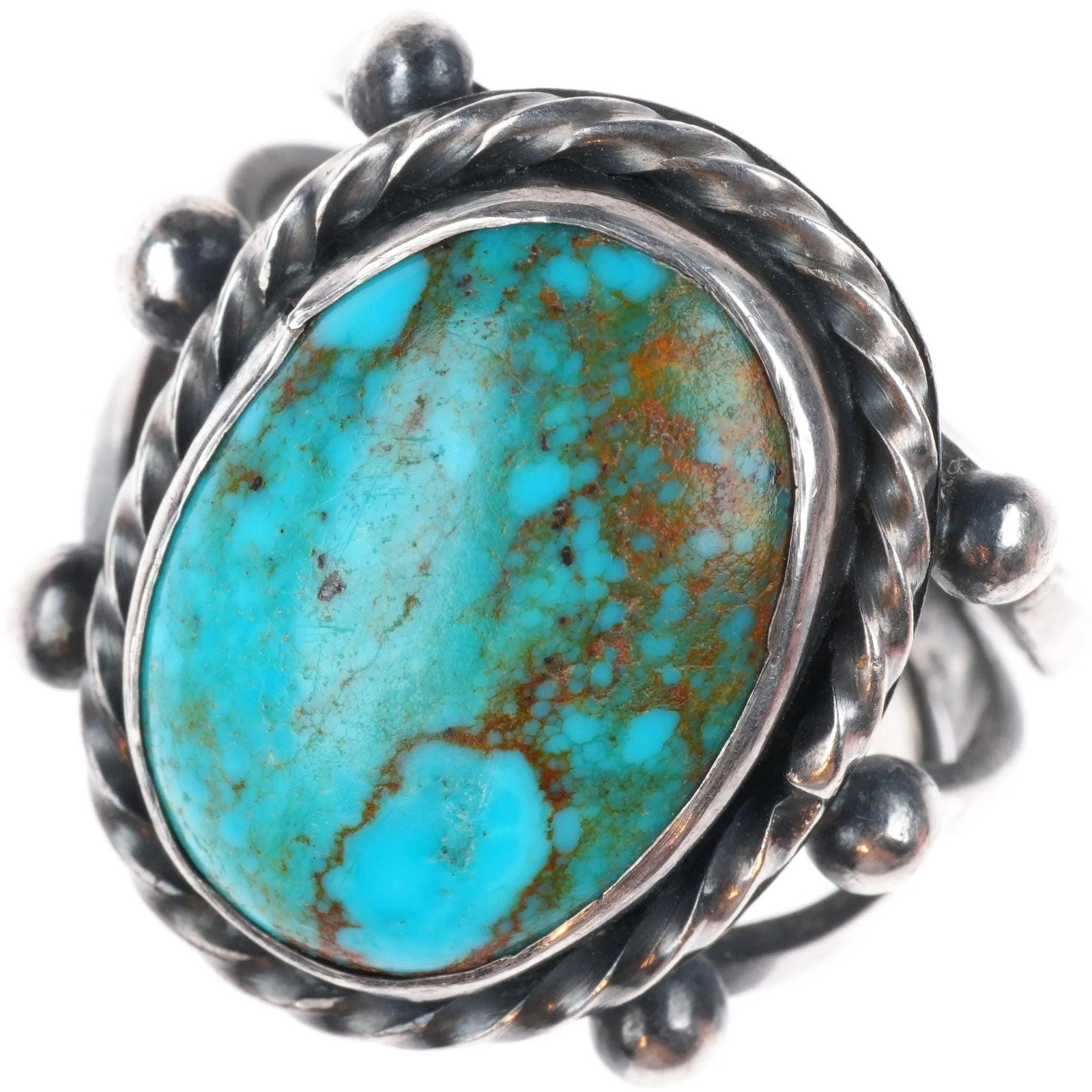 sz9 1930\'s-40\'s Vintage Pilot Mountain turquoise sterling silver Navajo ring sz9 1930\'s-40\'s Vintage Pilot Mountain turquoise sterling silver Navajo ring