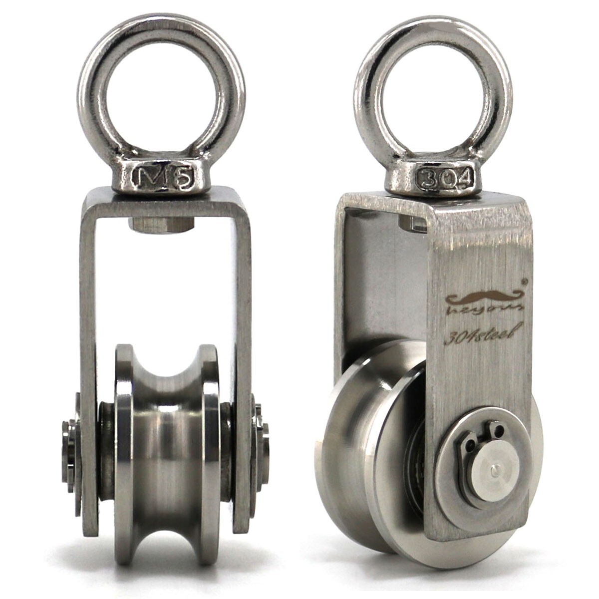 2*Pulley Swivel Spring Snap Pulley Block 304 Stainless Steel Swivel Pulley Wheel