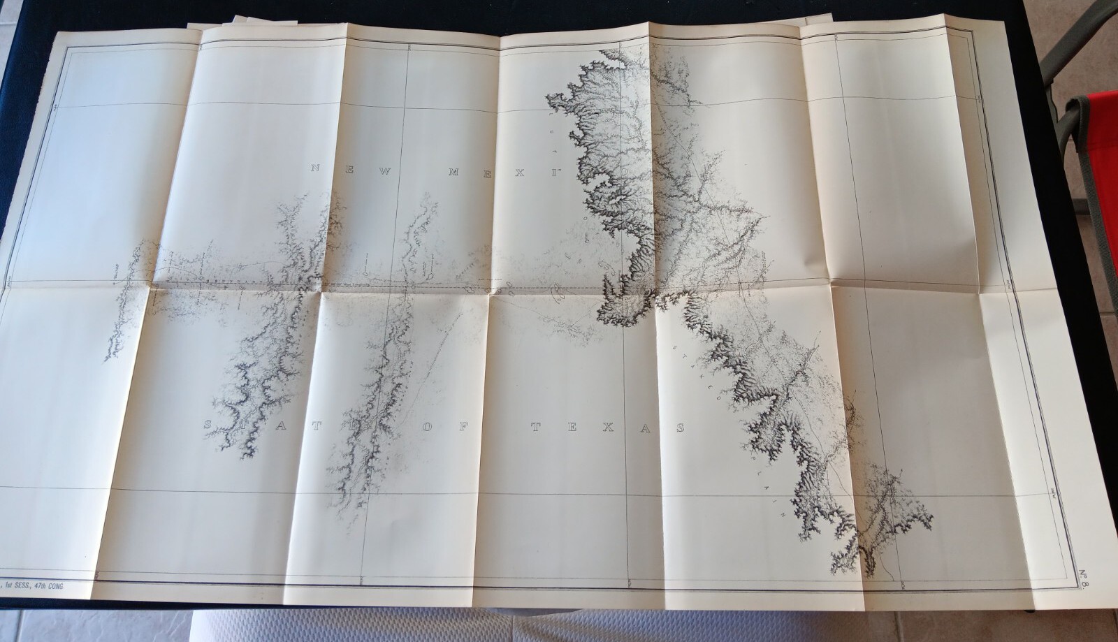 1882 US Texas Boundary Commission Foldout Survey Sketch Map Staked Plain GPO 