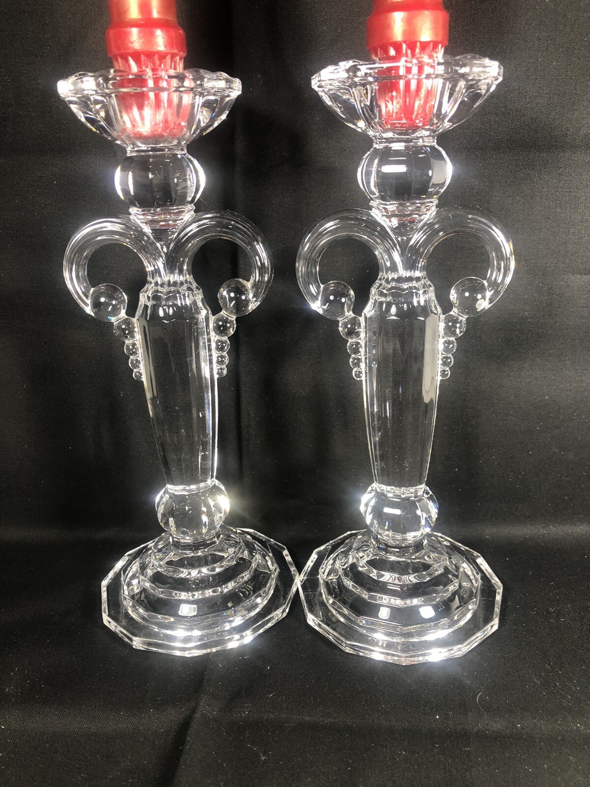 Ornate Crystal Candlestick Holder RARE Clear Candlewick Corbel Pair