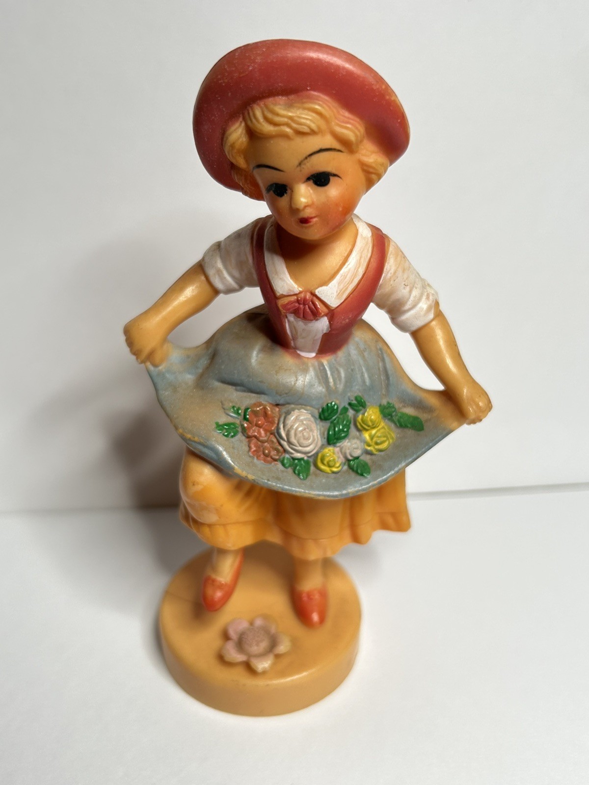 Vintage Plastic Peasants Dancing Girl Figurine Figure Hong Kong ￼