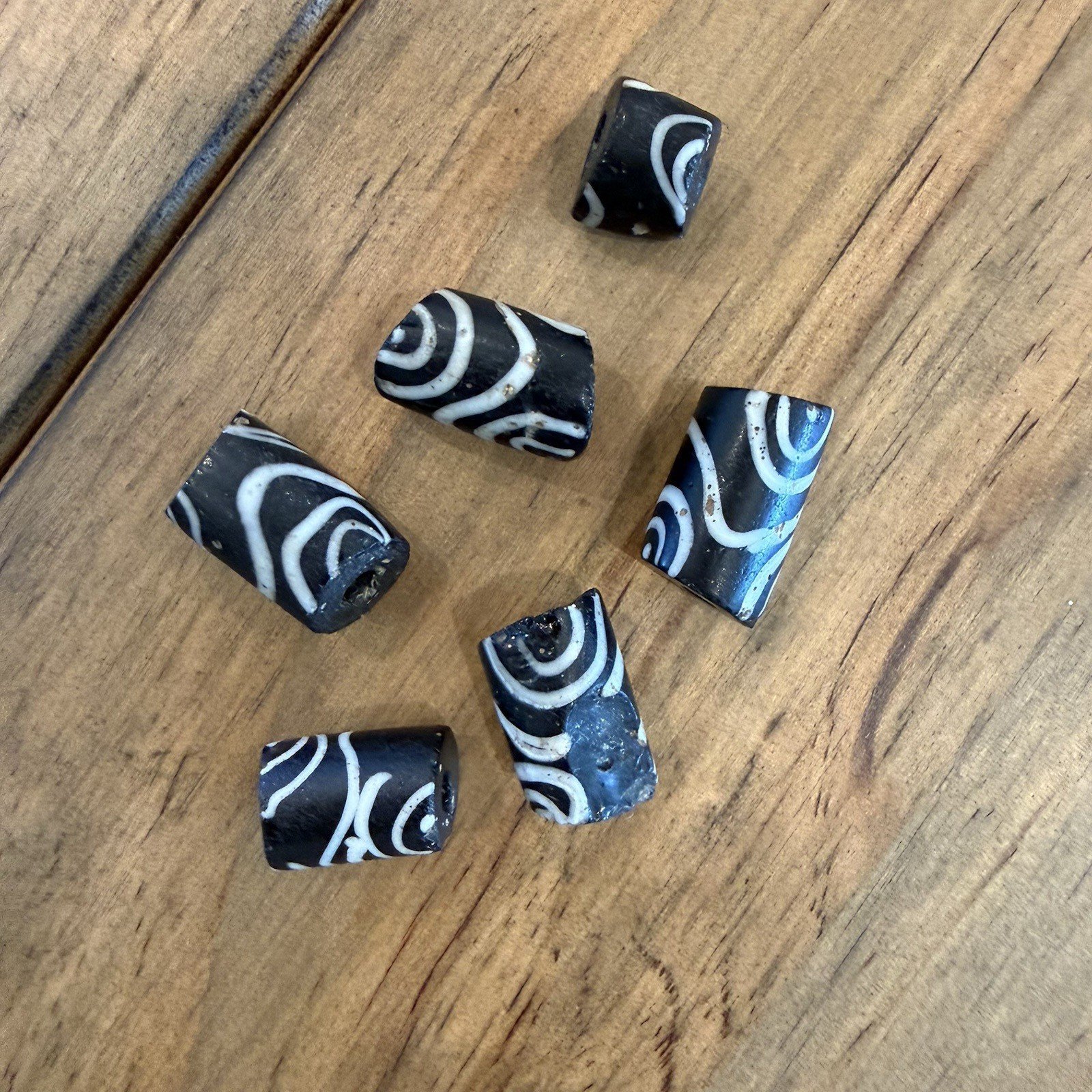 Antique Venetian African Trade Beads Italian Millefiori Black /White Lot