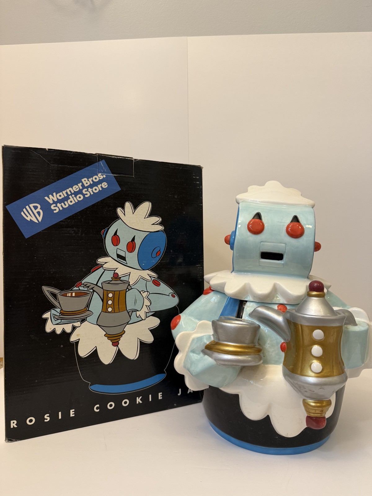 1990s WB Studio Store Jetsons Rosie The Robot Ceramic Cookie Jar Original Box