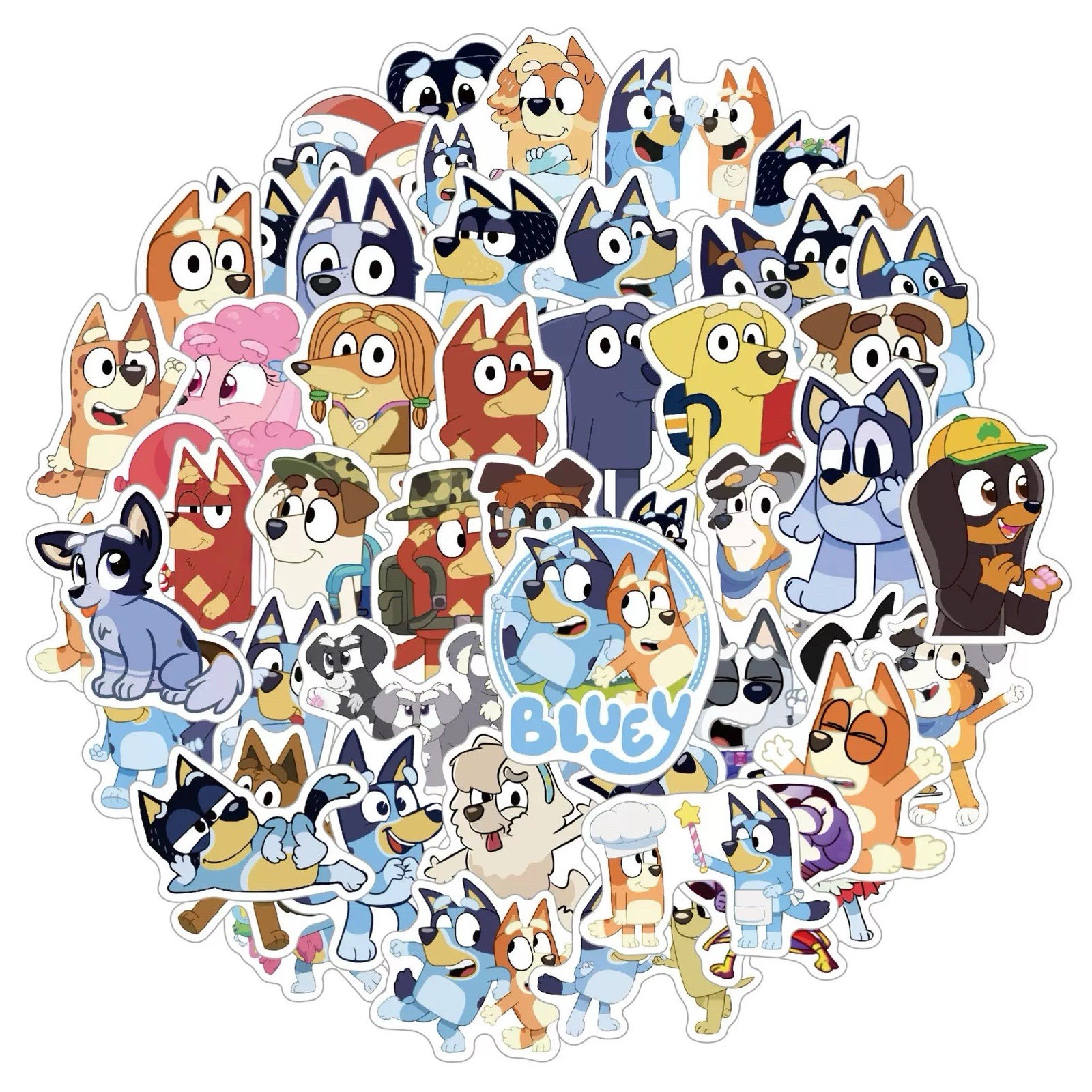 50 Pcs Bluey Stickers No Duplicate  