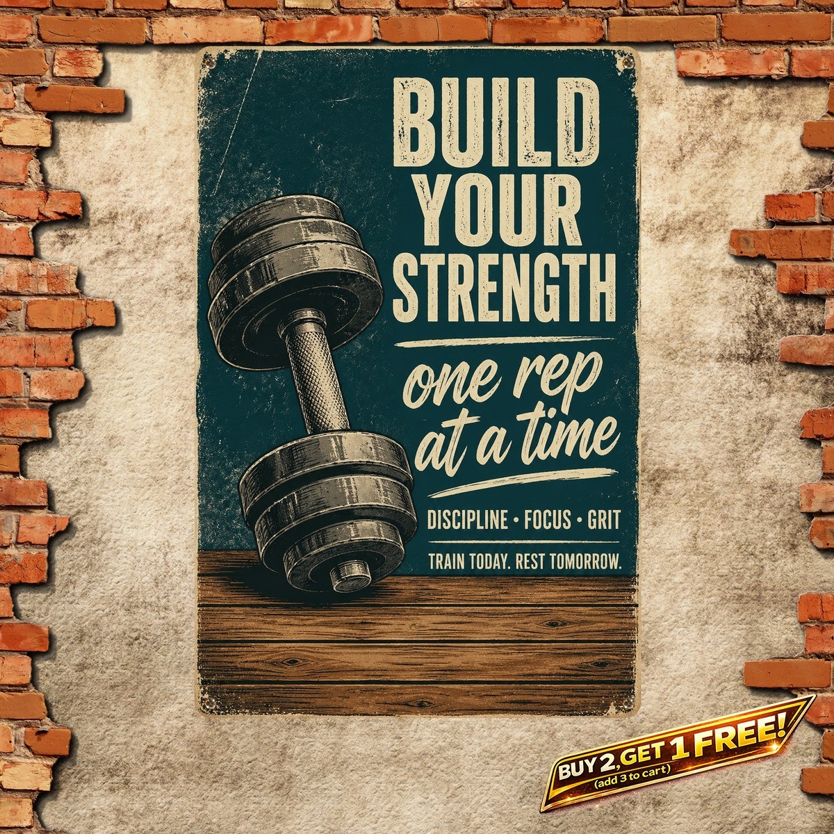 Christian Gym Motivation Metal Sign Faith Fitness Room Wall Decor Plaque