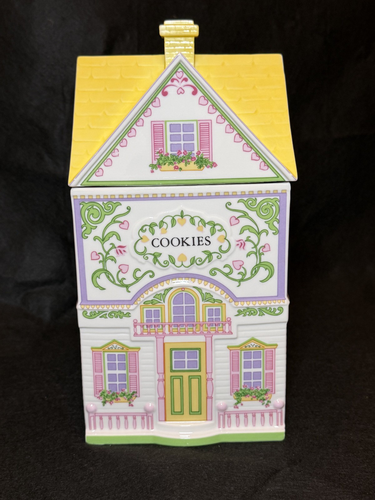 Vintage 1991 Lenox Village Cookie Cottage Jar Canister Spice Village Repaired