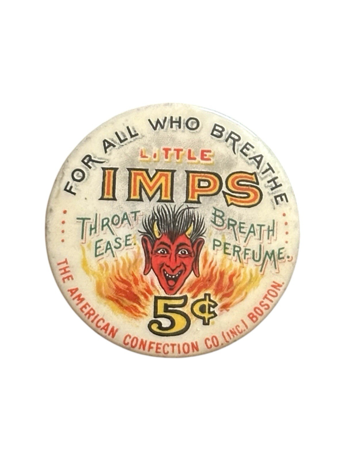 Antique Little Imps Breath Perfume Tin Devil Celluloid Advertising c1900