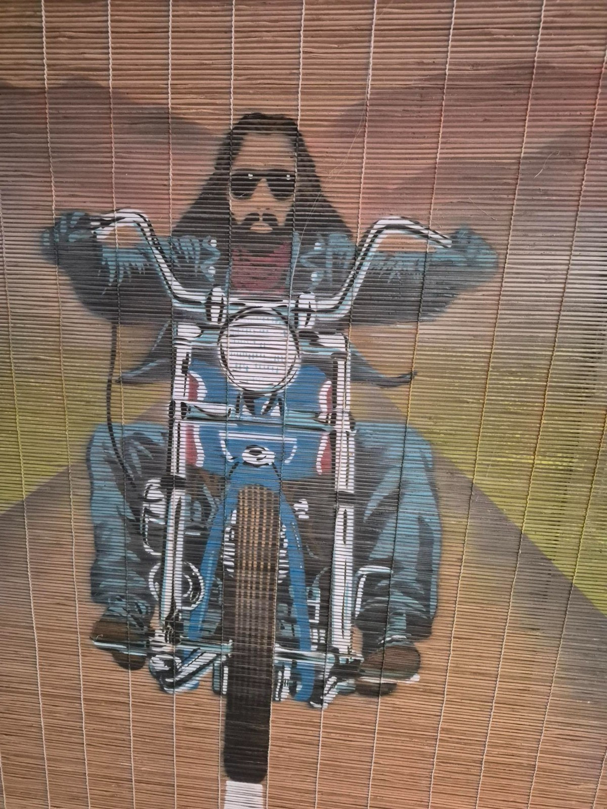  Vintage 1980s David Mann Easyriders Style Biker Chopper Painted Bamboo Blind Sh