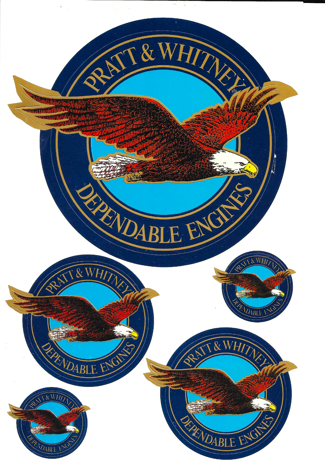Pratt & Whitney Stickers 5 Eagle Engine 1-5in 2-3in 2-1 1/2in Pratt & Whitney Stickers 5 Eagle Engine 1-5in 2-3in 2-1 1/2in