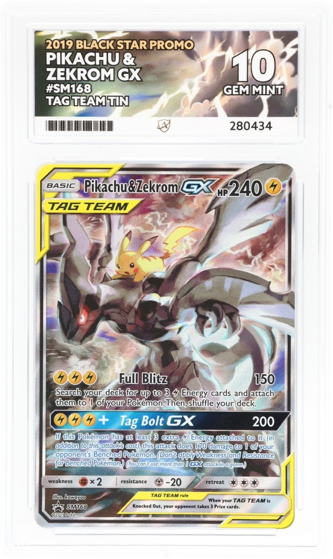 Pokemon #SM168 Black Star Promo Pikachu & Zekrom GX ACE 10 Perfect Subgrade ENG Pokemon #SM168 Black Star Promo Pikachu & Zekrom GX ACE 10 Perfect Subgrade ENG