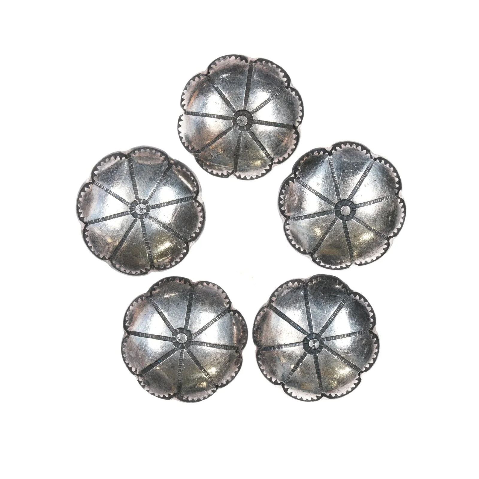 c1940\'s Navajo sterling silver buttons (5)