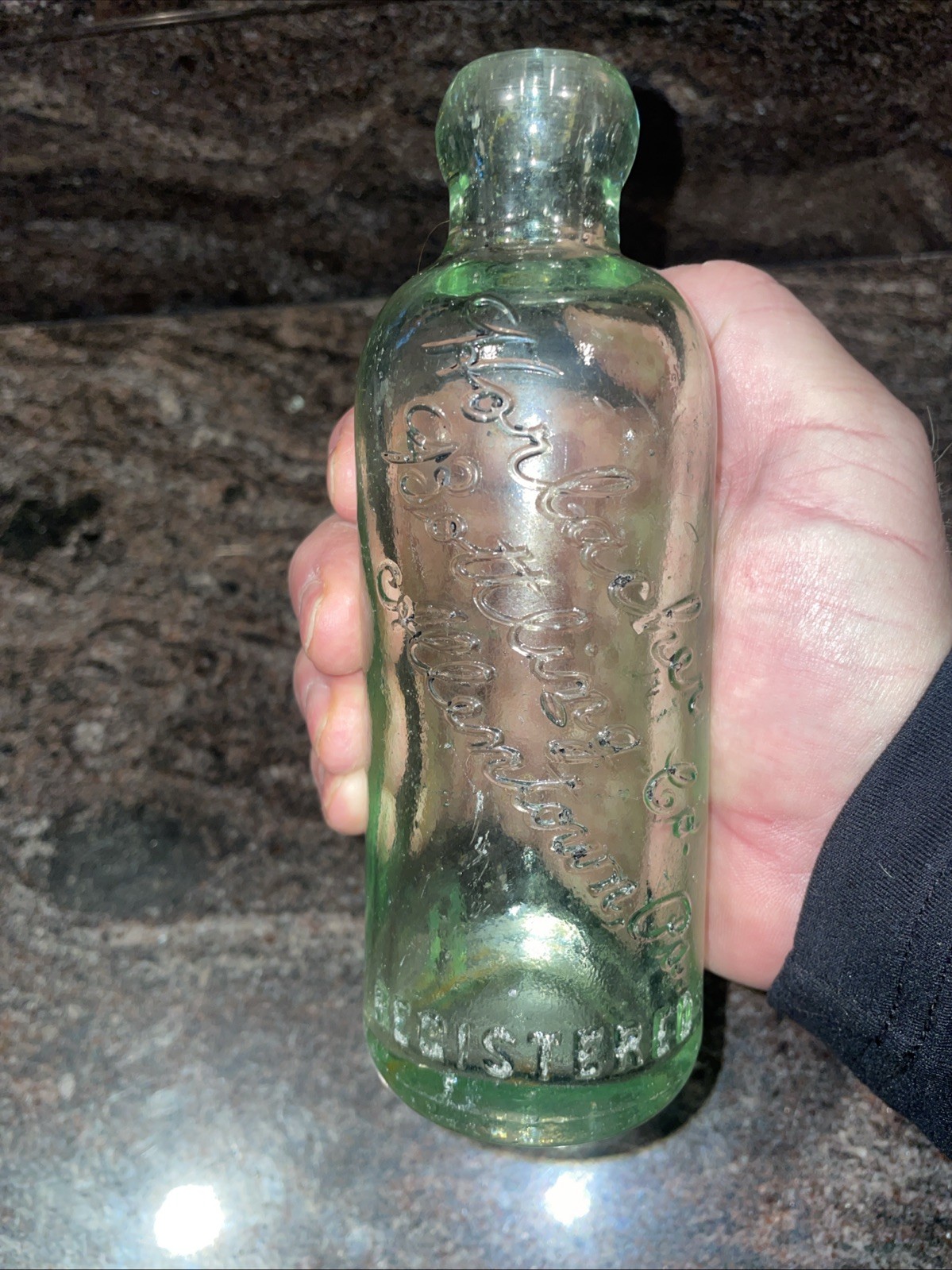 Antique Beer Bottle Allentown PA F. Horlacher Lehigh County Green Glass Vintage