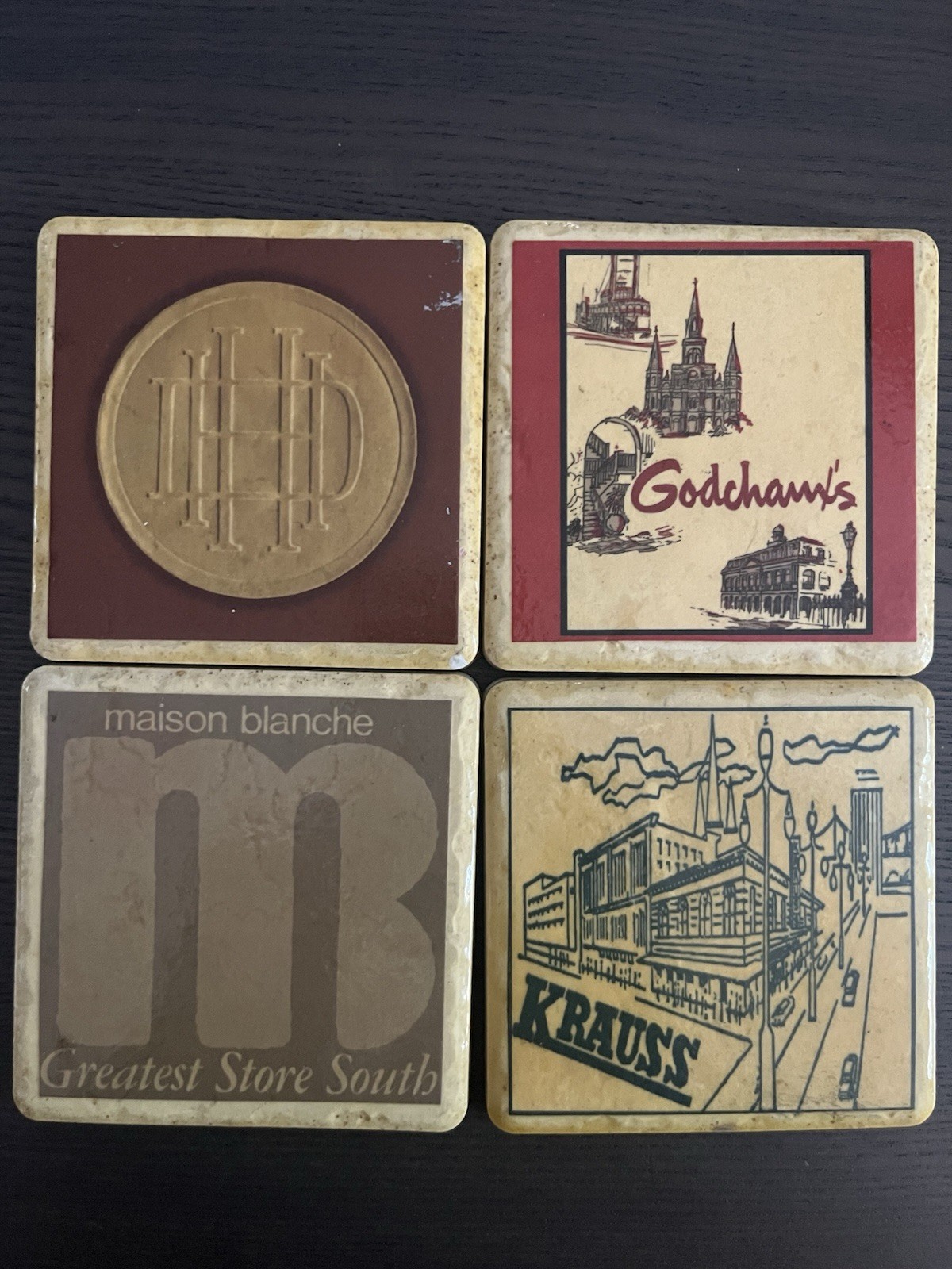 New Orleans Department Store Coasters set 4 Maison Blanche Krauss Godchaux DH