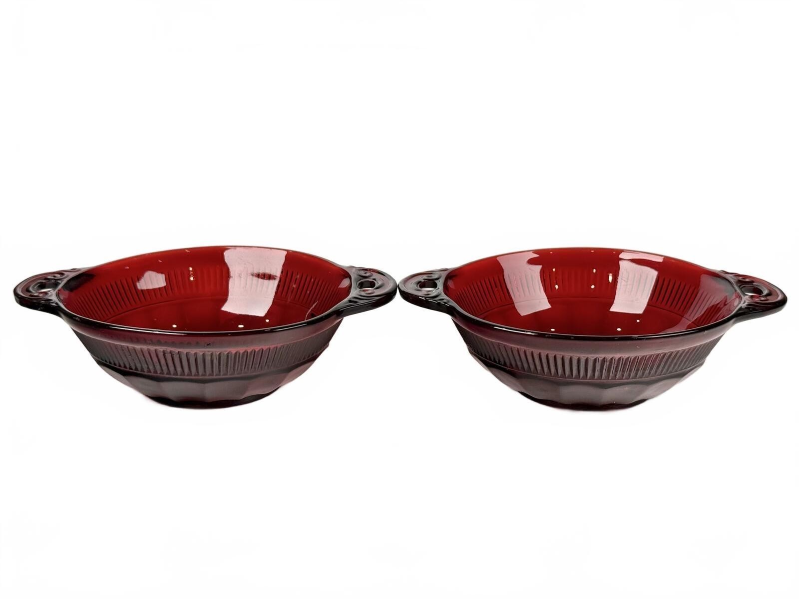 Set of 2 Vintage Anchor Hocking Royal Ruby Depression Glass Berry Bowls Set of 2 Vintage Anchor Hocking Royal Ruby Depression Glass Berry Bowls