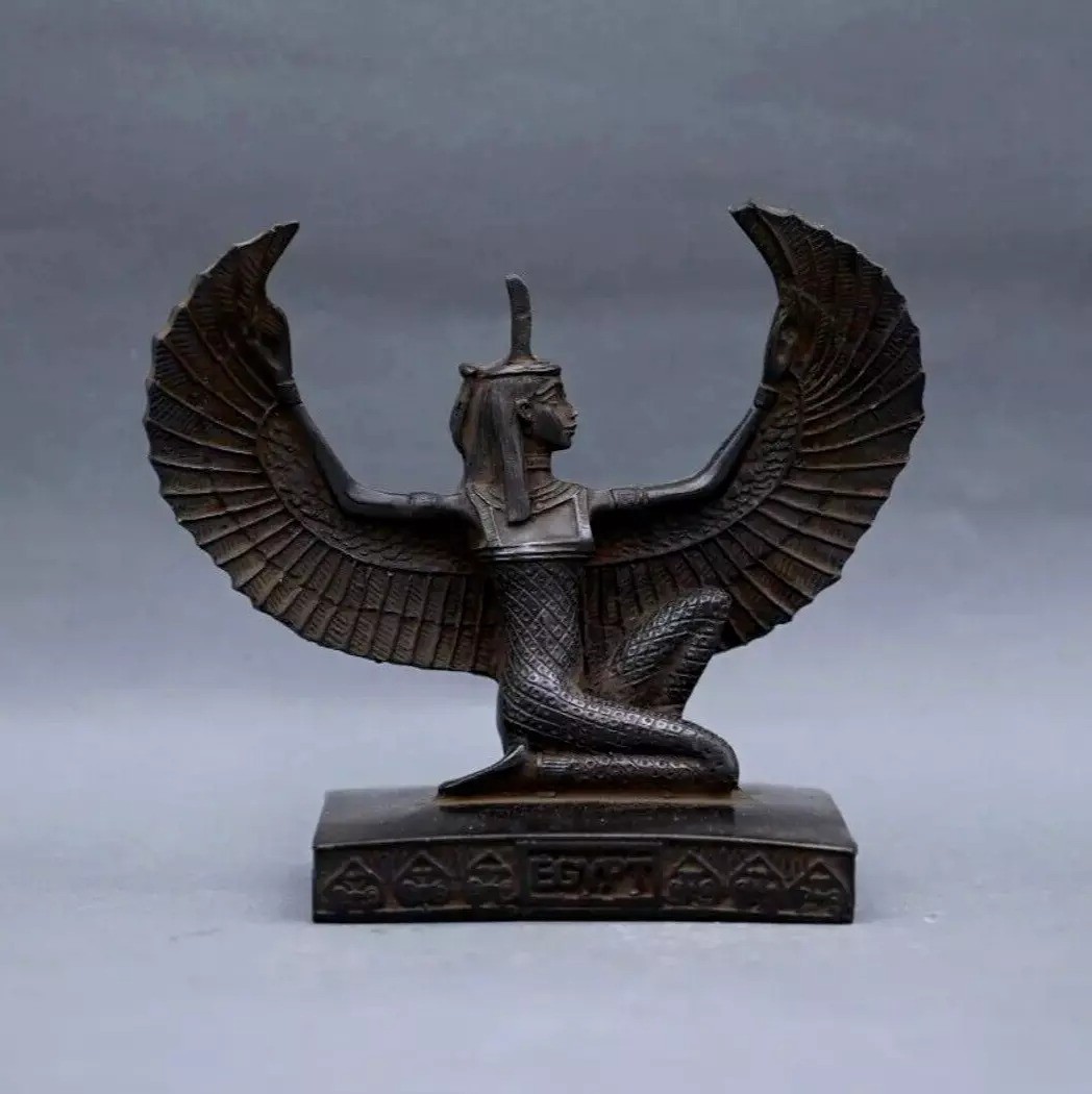 RARE Egyptian Artifacts Of Authentic Pharaonic Winged Statue Of Goddess Isis Bc