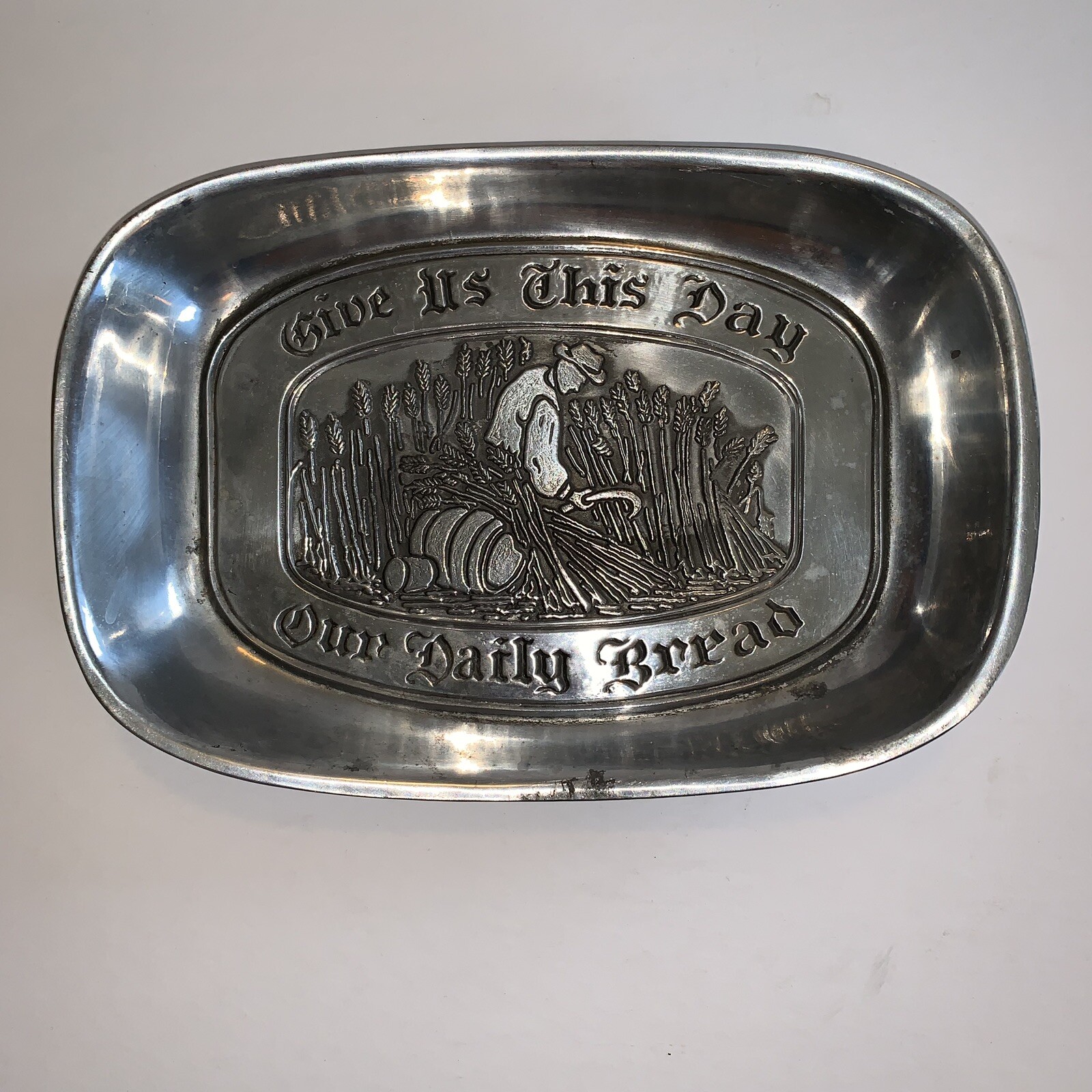 Pewter Tray Duratale By Leonard Give Us This Day Our Daily Bread See Pics E1