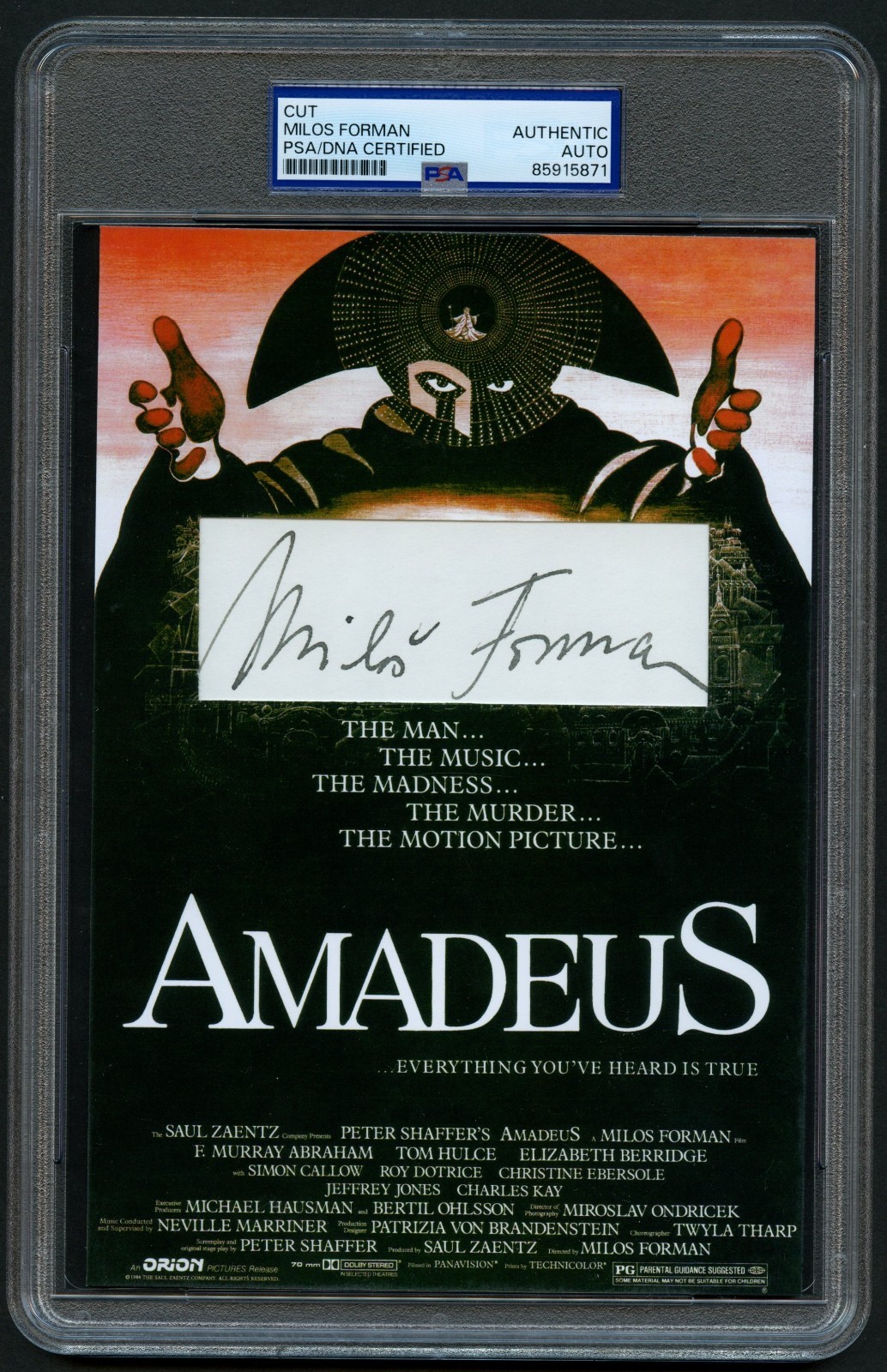 Milos Forman signed autograph 5x8 Amadeus Oscar Winning Director Custom Cut PSA