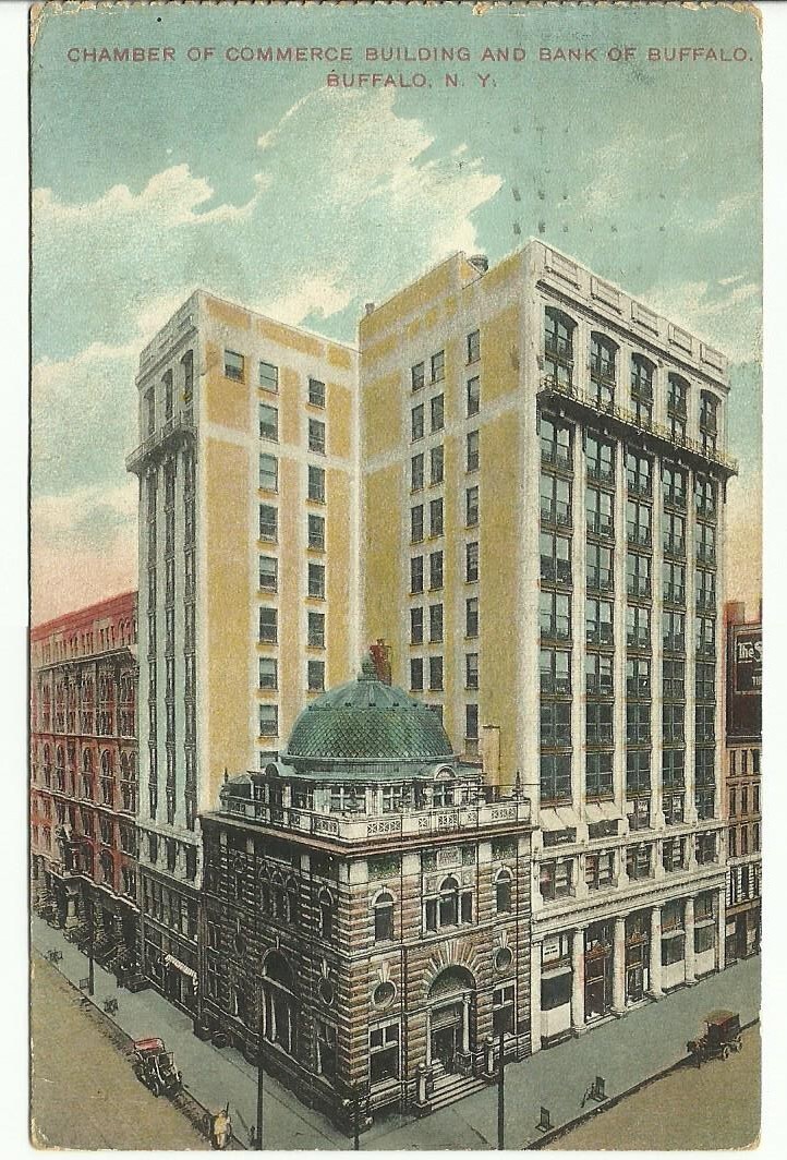 CHAMBER OF COMMERCE BUILDING & BANK OF BUFFALO NY Vtg 1908 New York DB Postcard