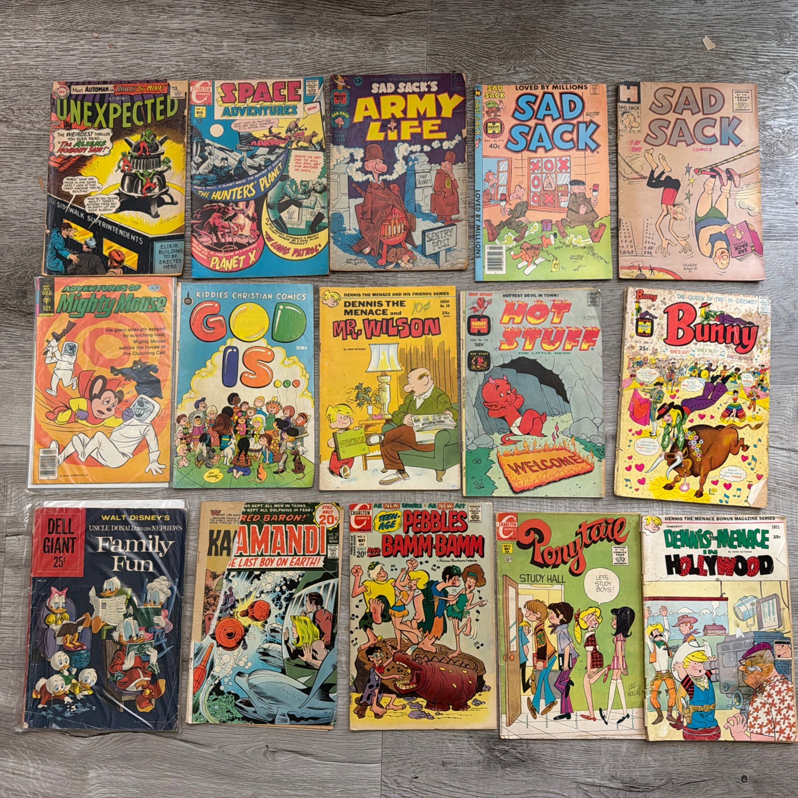 Vintage Comic Book Lot of 15 DC Charlton Dell Gold Key 1960s 1970s Mixed