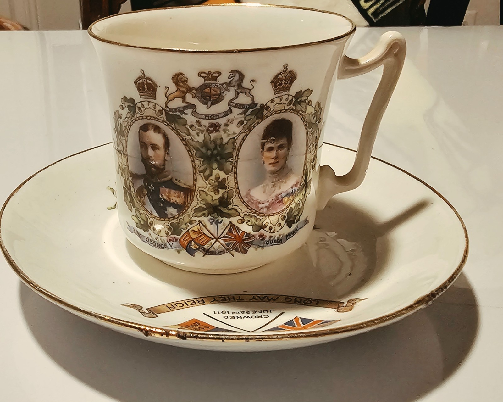 Antique 1911 King George V & Queen Mary Coronation Teacup and Saucer Set