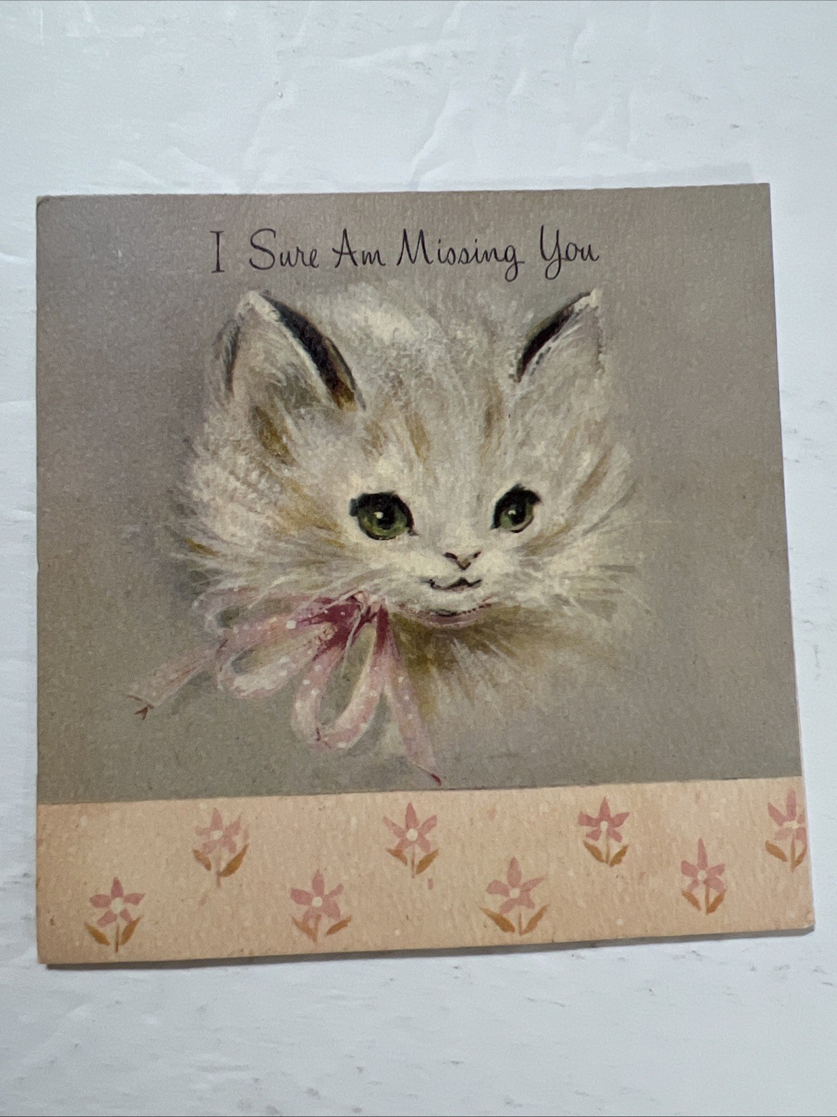 VTG 1959 Cat Missing You Greeting Card By Hallmark