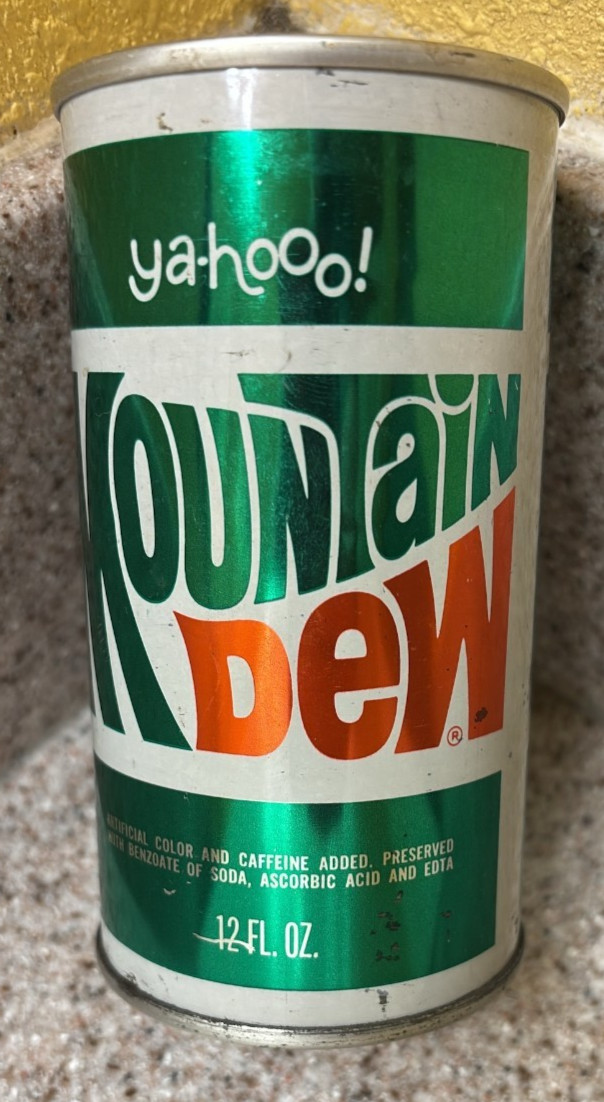 Vintage MOUNTAIN DEW Fan Tab Straight Steel Soda Can NOEL Canning Corp YAKIMA WA