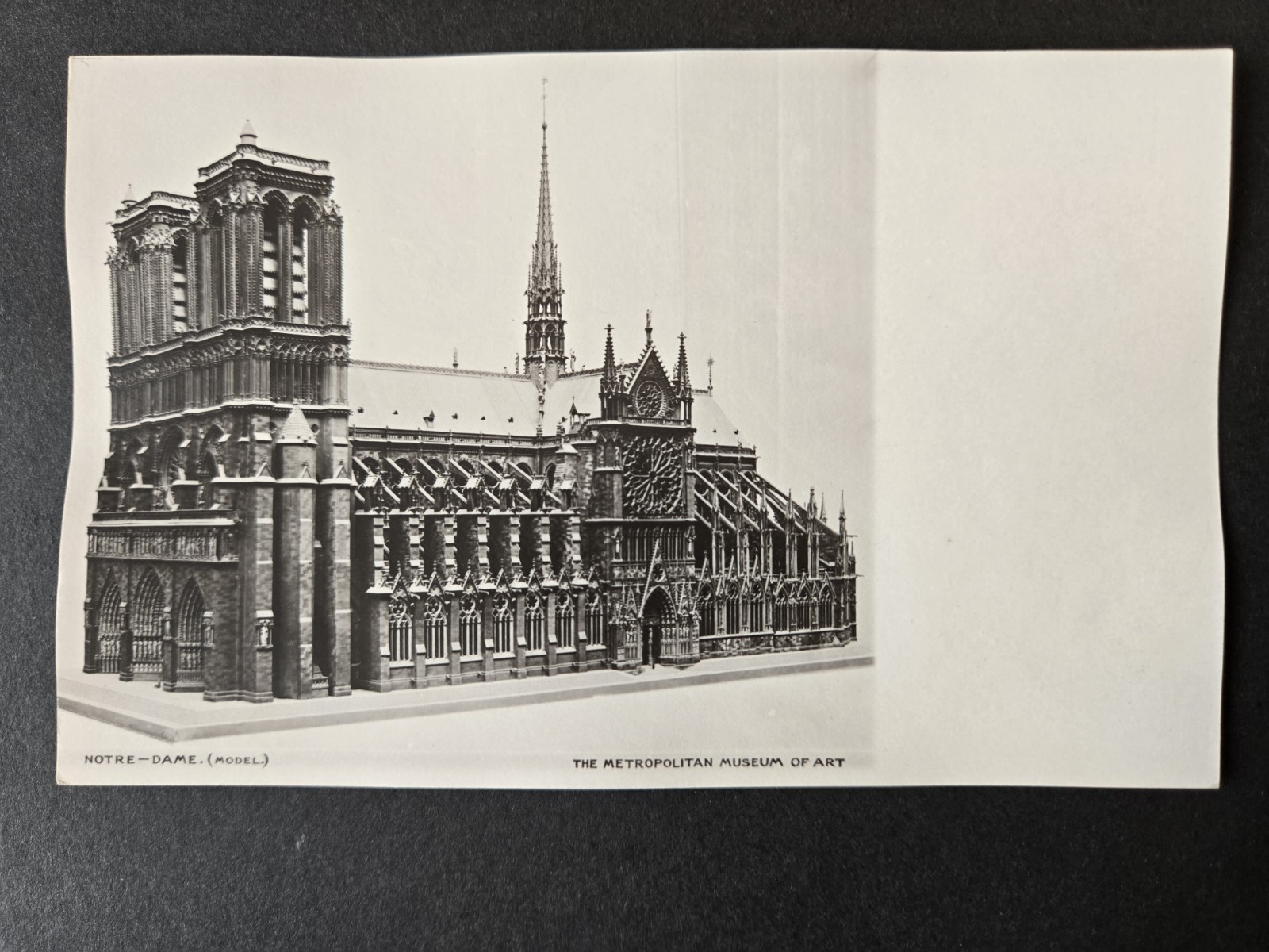 Model of Notre Dame Cathedral Metropolitan Museum Art  NYC Postcard Early 1920\'s