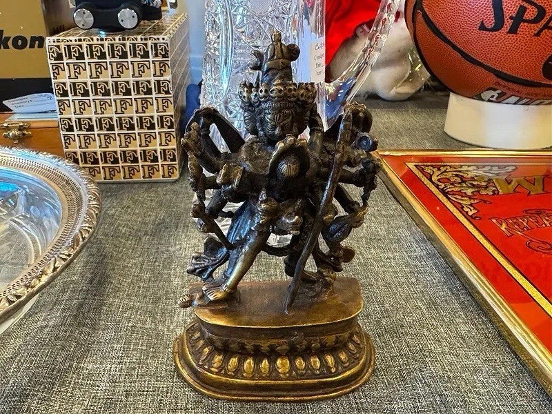Antique 1800s Tibetan Buddhist Tantric Statue of Chakrasamvara and Vajrayogini