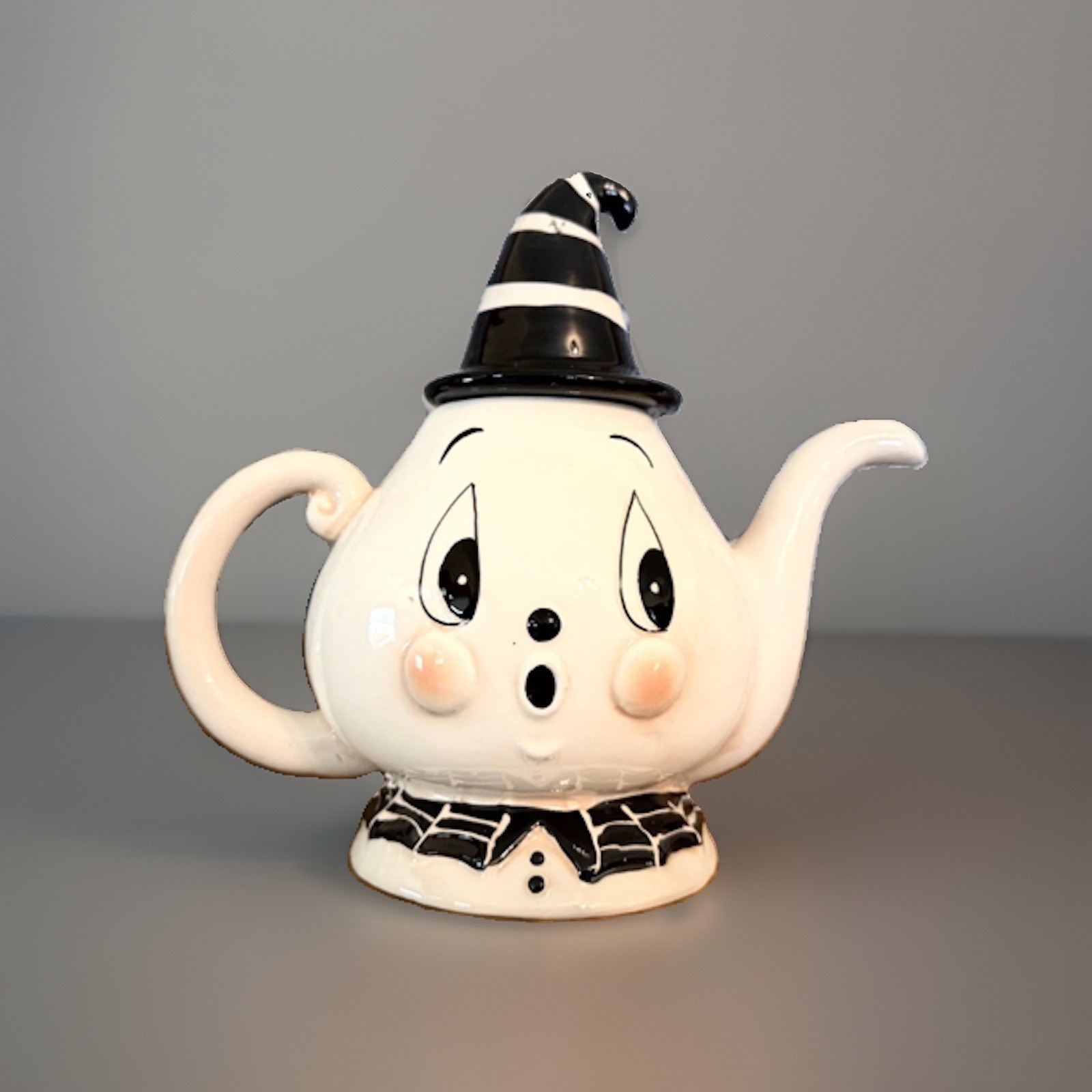 🖤🤍New Johanna Parker Nostalgia Halloween Gus Ceramic Teapot HTF