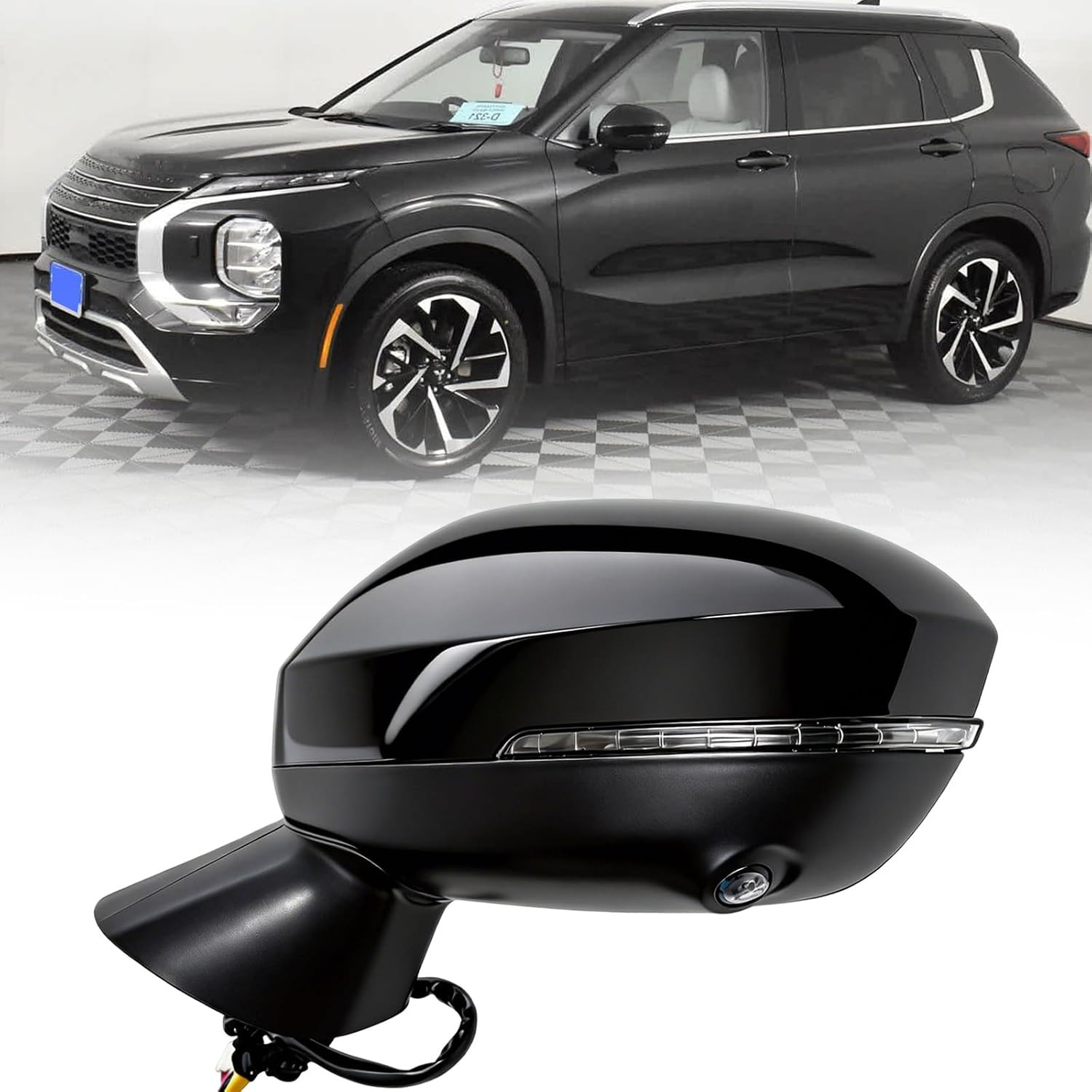 driver Left Side Mirror Compatible with 2022-2025 Mitsubishi Outlander Door Mirr