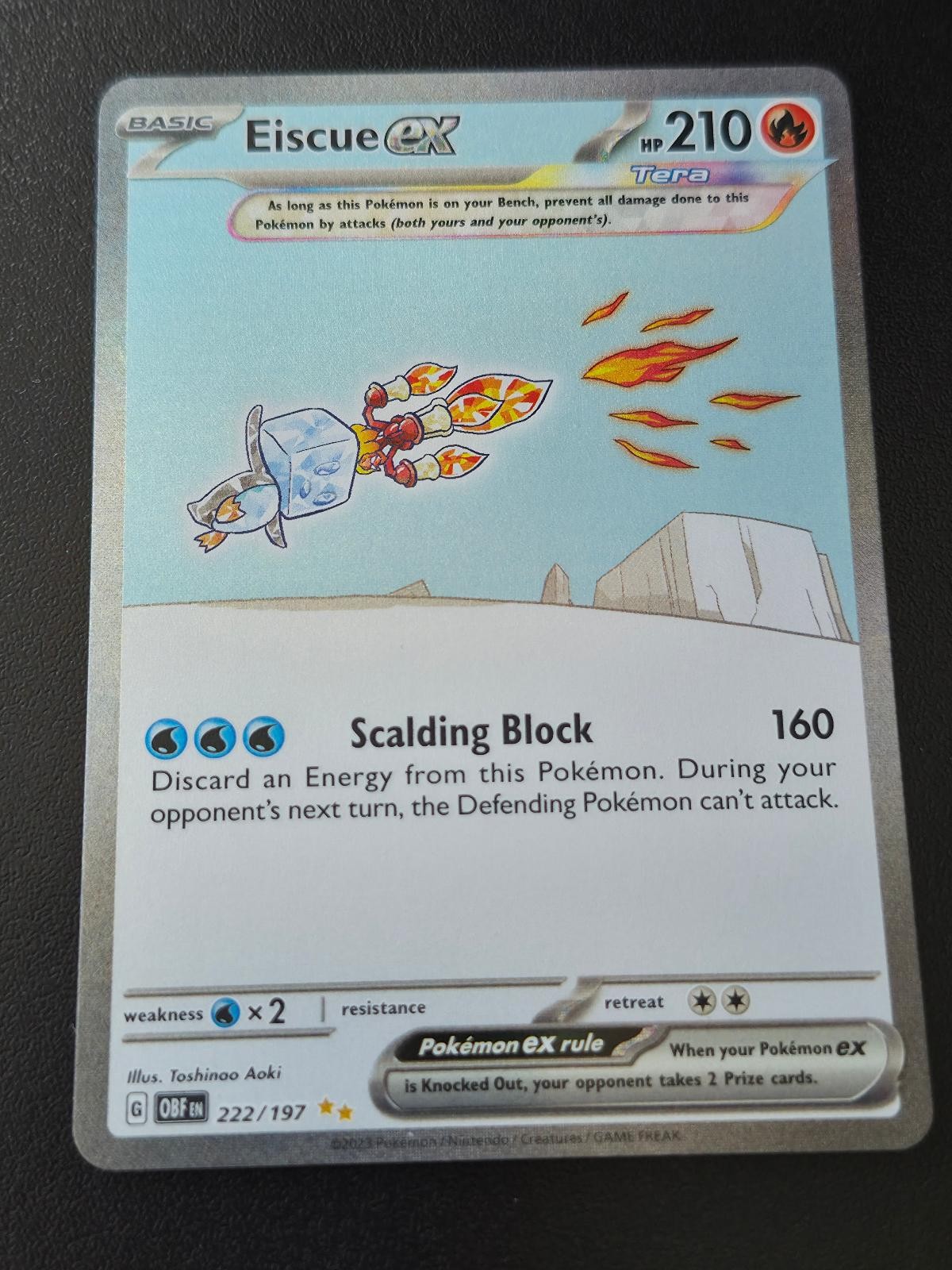Eiscue ex 222/197 Holo Special Illustration Rare Obsidian Flames Pokemon NM