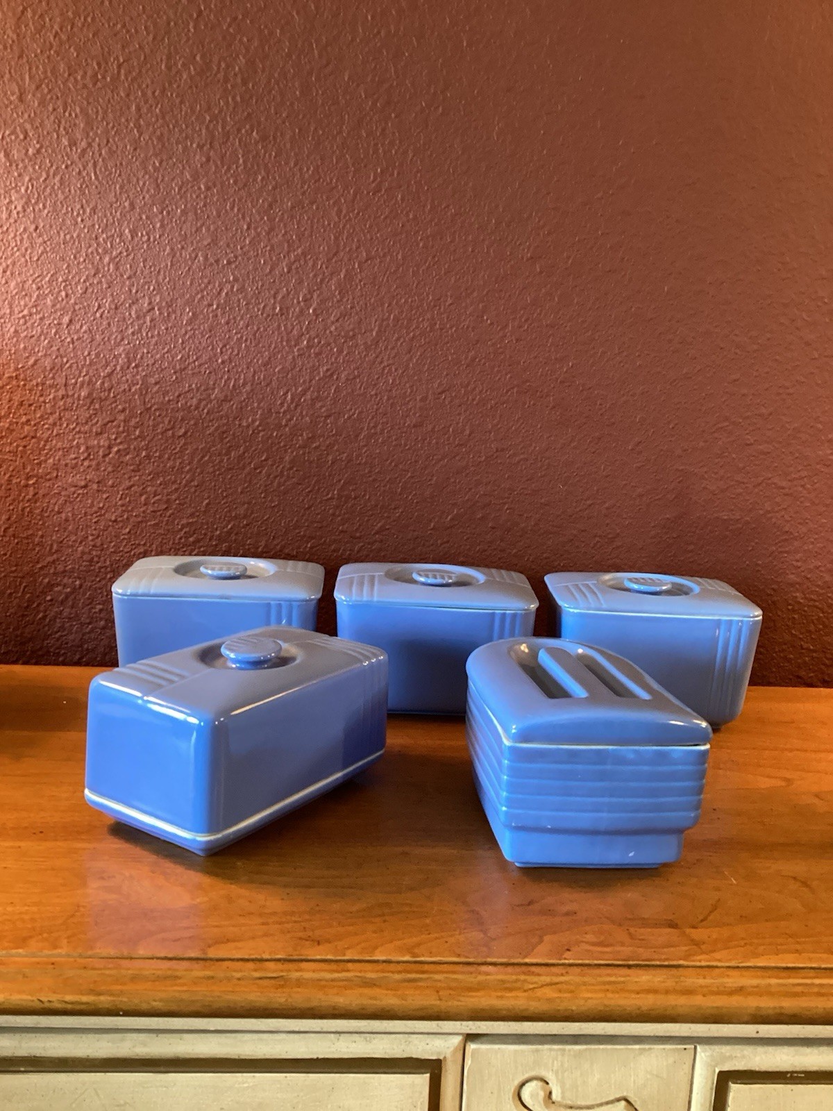 Vintage Westinghouse Hall China Refrigerator Covered Dishes Delphinium Blue 10pc