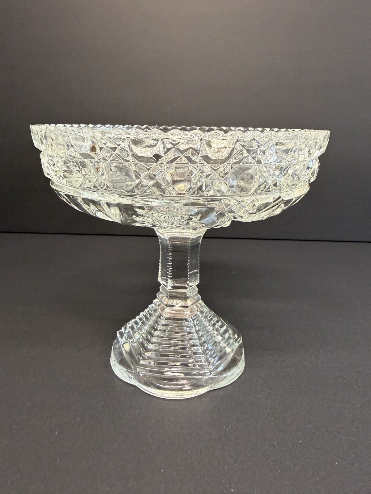 L E Smith Heritage Collection Crystal Clear Pedestal Compote L E Smith Heritage Collection Crystal Clear Pedestal Compote