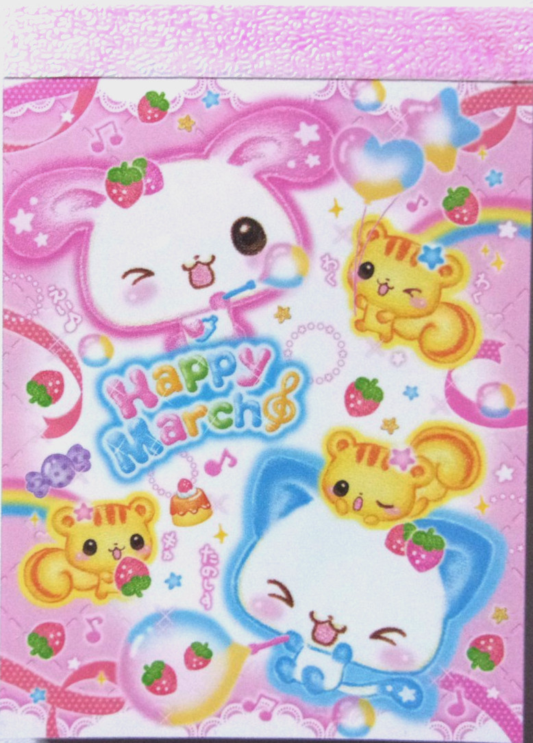 Happy March Rabbit Cat Squirrel Mini Memo Pad KAMIO Made in Japan 70 sheets