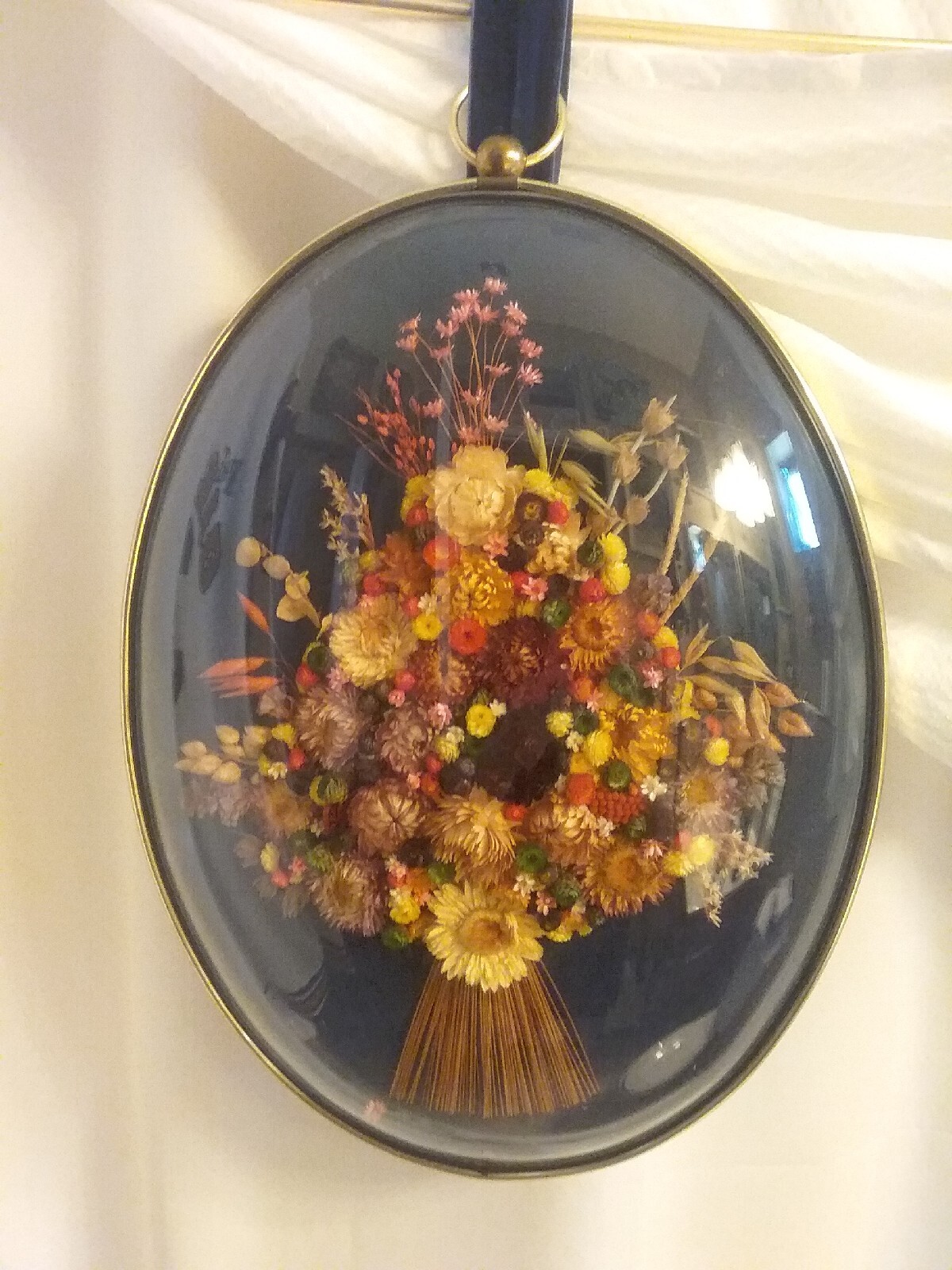 Vintage Cideart Belgium Straw Flowers Domed Frame X Large Display Decor Wall Art Vintage Cideart Belgium Straw Flowers Domed Frame X Large Display Decor Wall Art