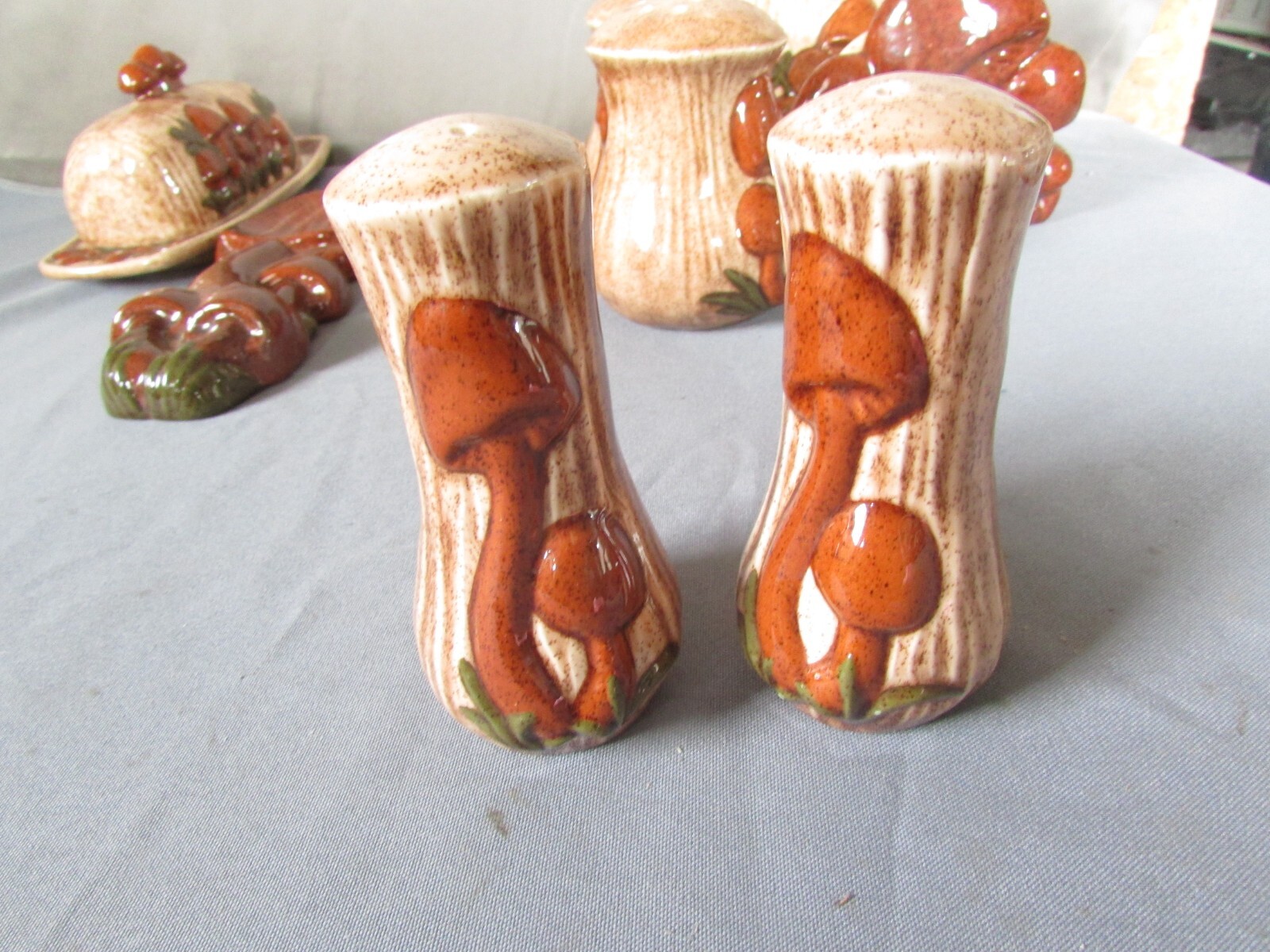 Vintage Ceramic Arnels Mushroom Small Salt And Pepper Shakers Cottagecore Shroom