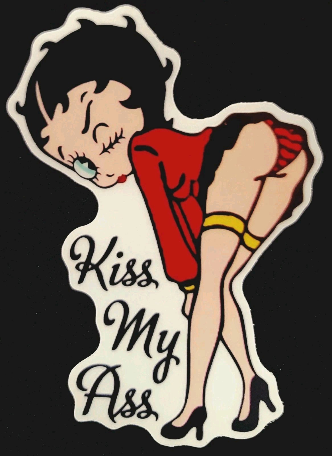 BETTY BOOP STICKER “KISS MY ASS” 4”￼ 5 1/2” SUPER HOT SEXY BETTY BOOP