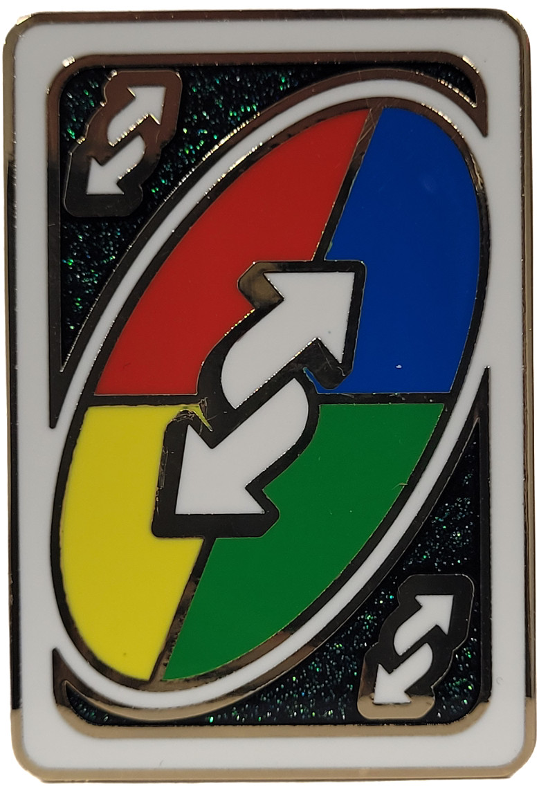 Embossed Enamel Lapel Pin Badge - UNO Wild Action Cards Reverse NEW Glitter